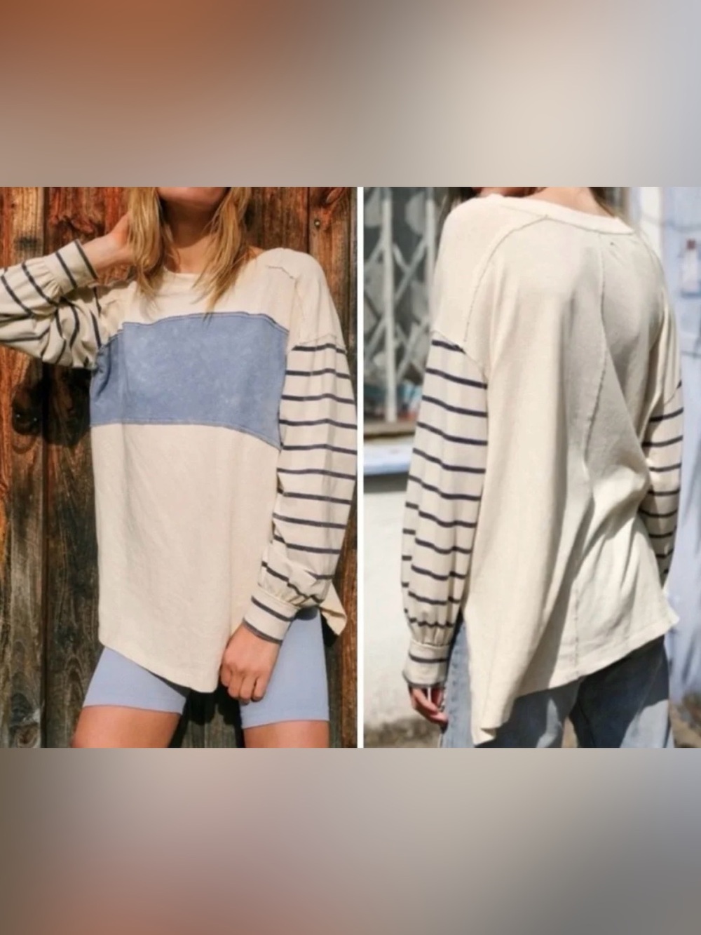 We The Free by Free People “Awesome Tee” in Ivory Combo - Oversized.